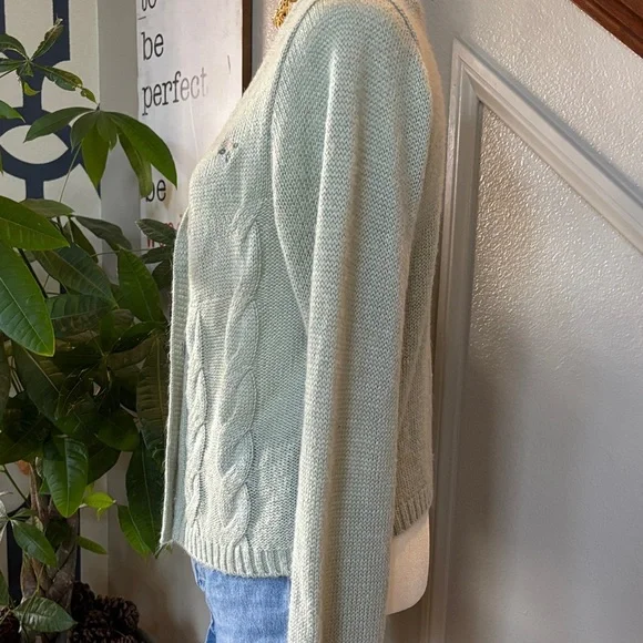 Green Feminine Floral Vintage Inspired Knit Cardigan ✨ - Picture 4 of 10